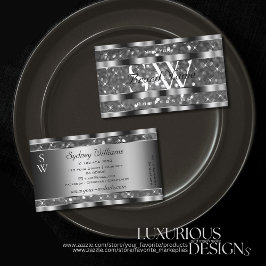 Öga Catching Silver Glitter Gnistra Stars Monogram Visitkort