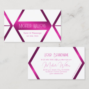 Öga Catching White Geometric Shimmery Rosa Modern Visitkort