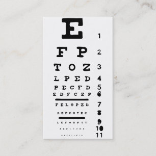 Öga Chart Vision Clinic Doktor Optician Business Visitkort
