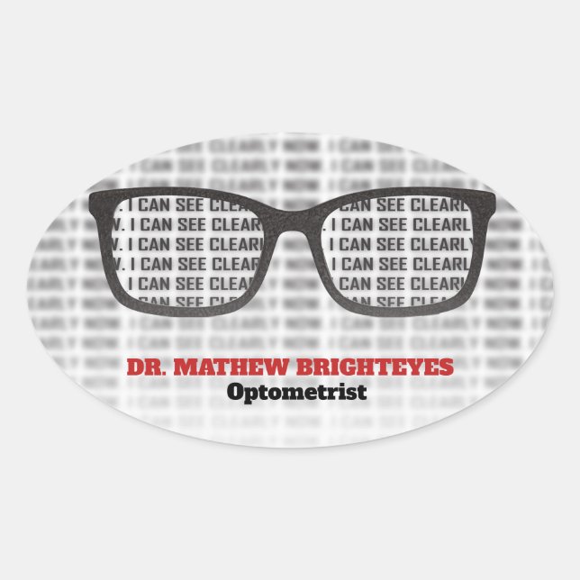 Öga Doktor Optometrist Ovalt Klistermärke (Framsida)