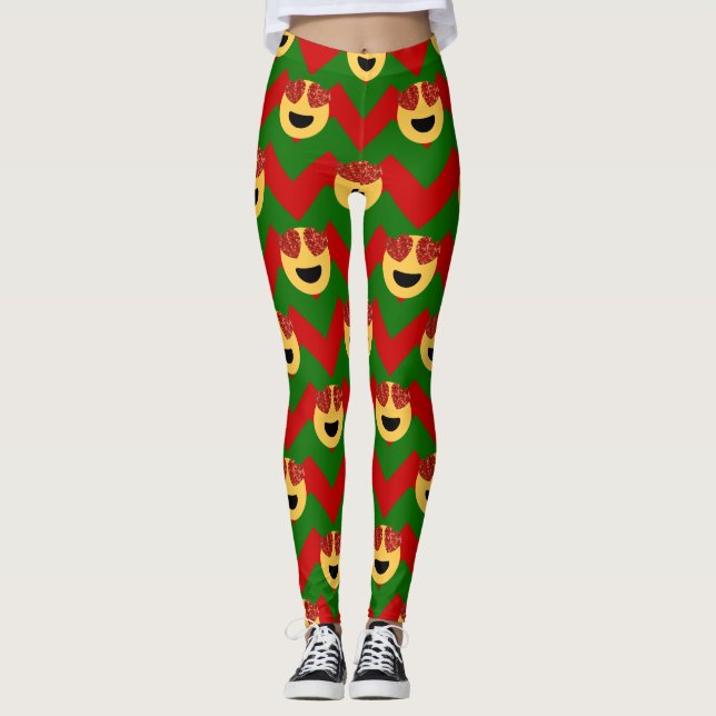 öga emoji julafton leggings christmas-hjärta (Framsida)