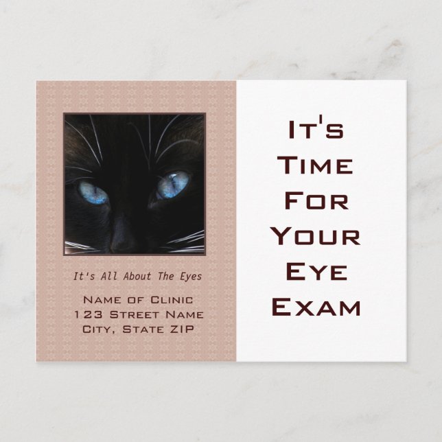 Öga Exam Möte Reminder Blue Cat Ögon Vykort (Framsida)