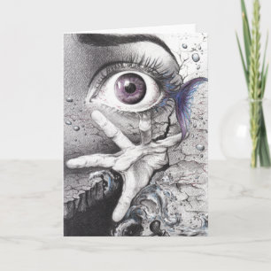 Öga fisk och hand Dream Surreal teckning art Kort