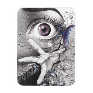 Öga fisk och handdröm Surreal teckning art Magnet