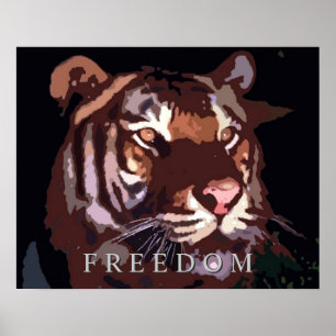 Öga för Motivational Freedom Tiger Poster Skriv ut