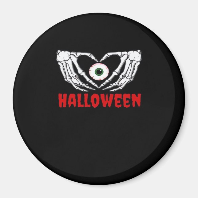 Öga Halloween - Skeleton Händer Heart Magnet (Framsidan)