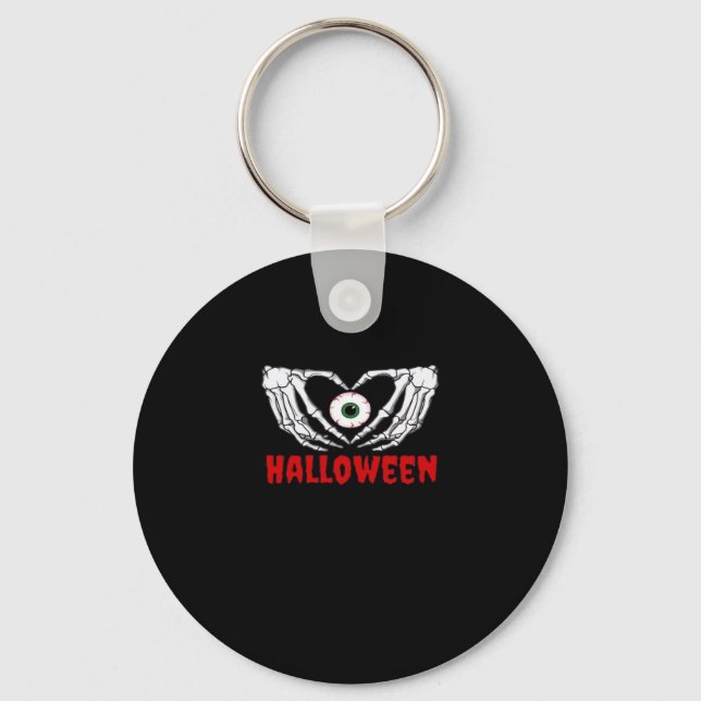 Öga Halloween - Skeleton Händer Heart Nyckelring (Framsida)