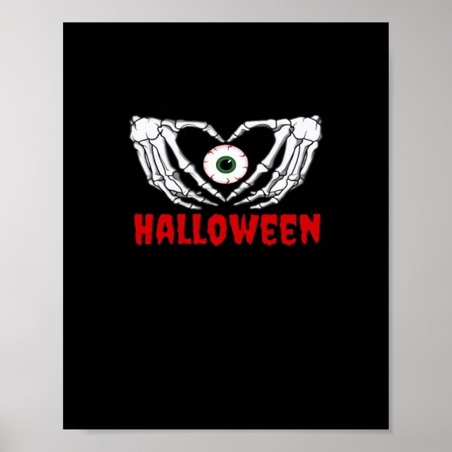 Öga Halloween - Skeleton Händer Heart Poster (Framsidan)