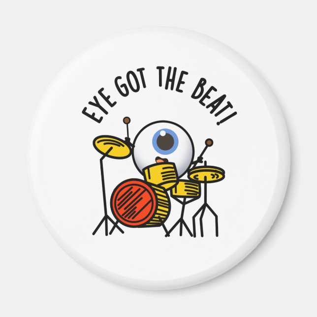 Öga Har Beat Funny Drummer Pun Magnet (Framsidan)
