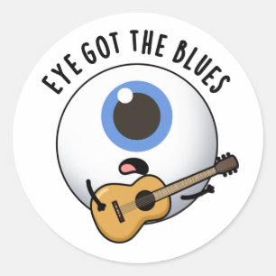 Öga Har Blues Funny Eyeball Music Pun Runt Klistermärke