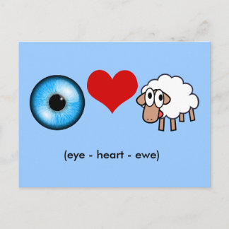 Öga-Heart-Ewe (jag Kärlek dig!) Vykort
