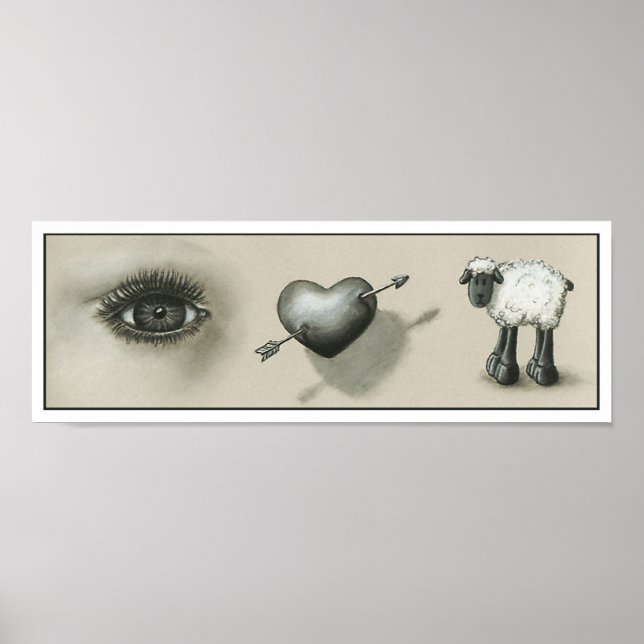 Öga Heart Ewe-utskrift Poster (Framsidan)