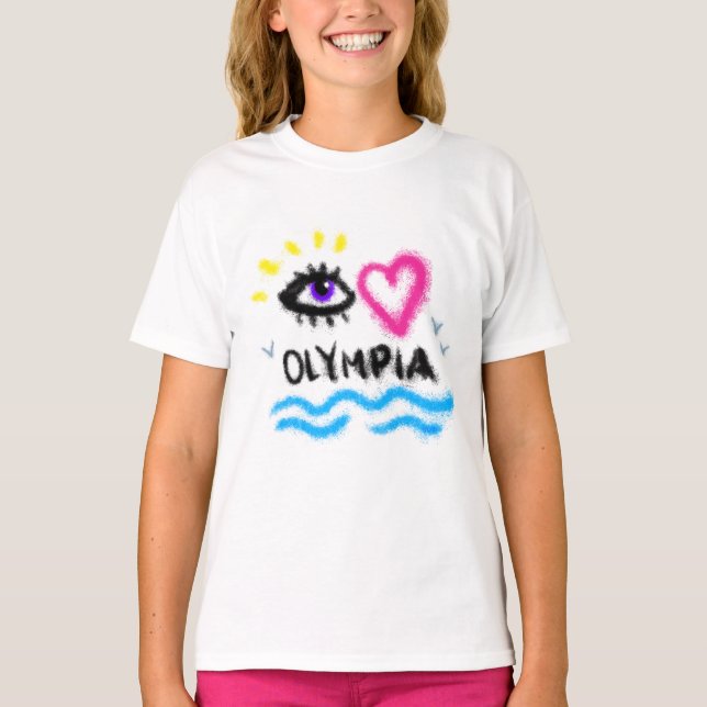 Öga Heart Olympia T Shirt (Framsida)