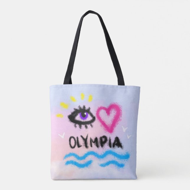 Öga Heart Olympia Tote Tygkasse (Baksida)