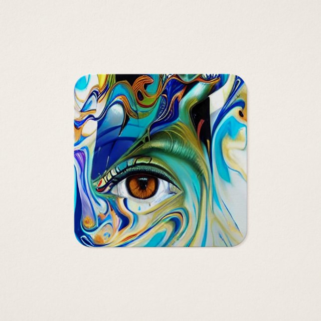 ÖGA i ABSTRAKT Fyrkantigt Visitkort (Framsida)