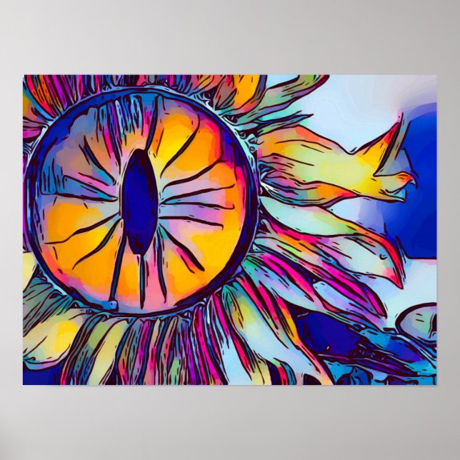 Öga i Abstrakten Solros Art Poster (Framsidan)