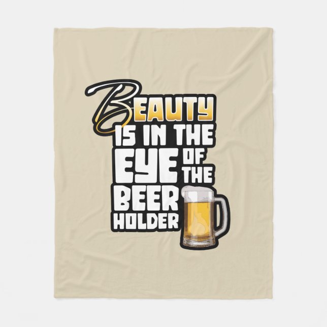 Öga i Beer Holder - Lustigt öl Drinker Fleecefilt (Framsidan)