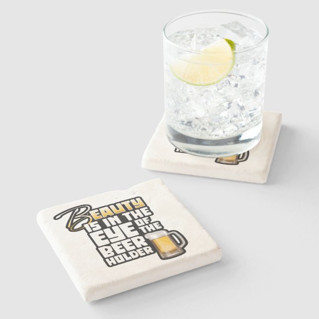 Öga i Beer Holder - Lustigt öl Drinker Stenunderlägg (Sidan)