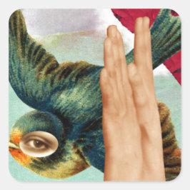 Öga i Beholder, Abstrakt Digital Collage Fyrkantigt Klistermärke
