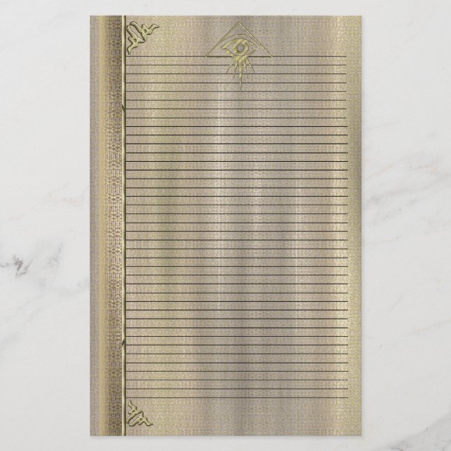 Öga i den tjänstefolka Goldtone Stationary Brevpapper (Framsida)