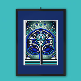 Öga i Etheral Träd: Mystical Blue Poster