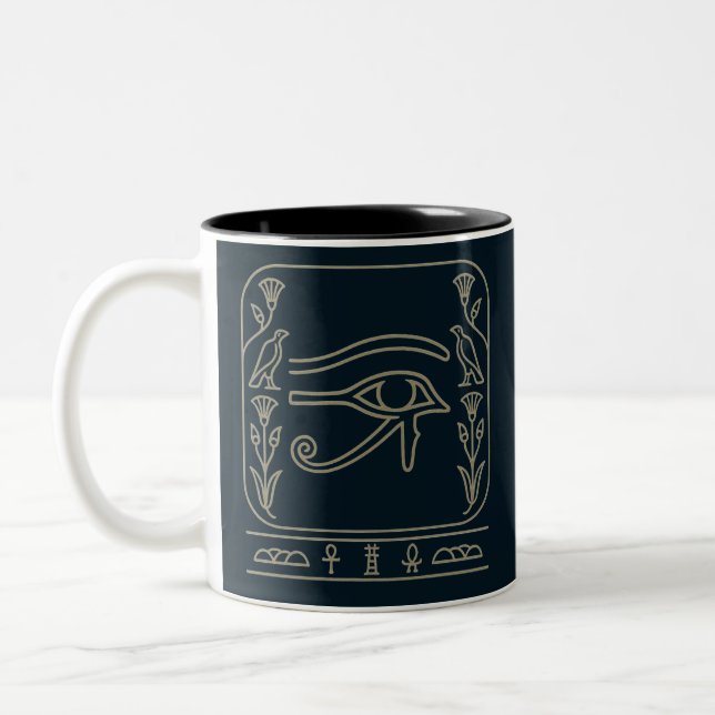 Öga i Horus Ancient Egyptian Protection Symbol Två-Tonad Mugg (Vänster)