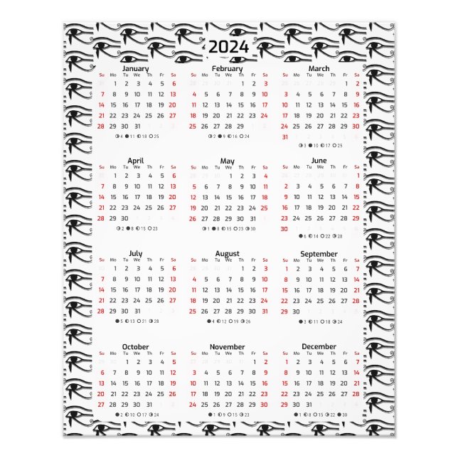Öga i Horus Egyptian Mönster 2024 Kalender Fototryck (Framsidan)