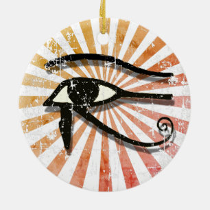 Öga i Horus Egyptian Symbol Retro Sol Julgransprydnad Keramik