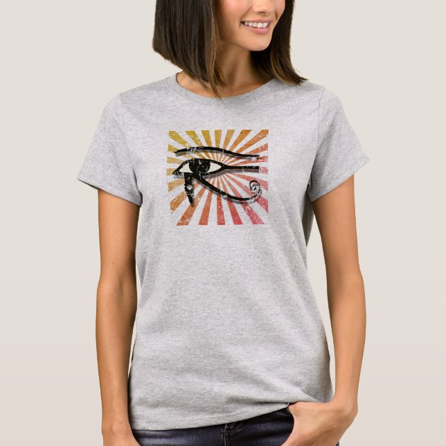 Öga i Horus Egyptian Symbol Retro Sol T Shirt (Framsida)