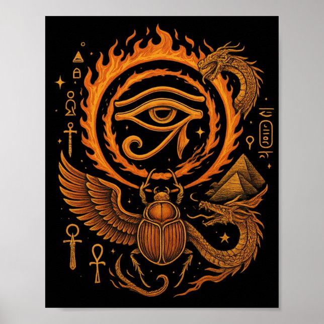 🔥 Öga i Horus - Fire Awakens | Egyptiska Poster (Framsidan)