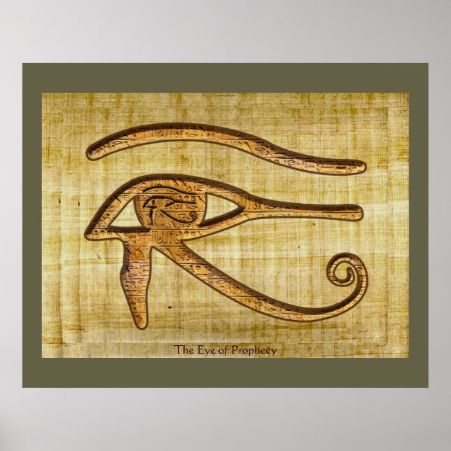 Öga i Horus på den egyptiska konsten med Papyrueef Poster (Framsidan)