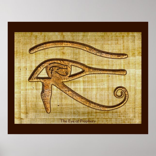 Öga i Horus på den egyptiska konsten med Papyrueef Poster (Framsidan)