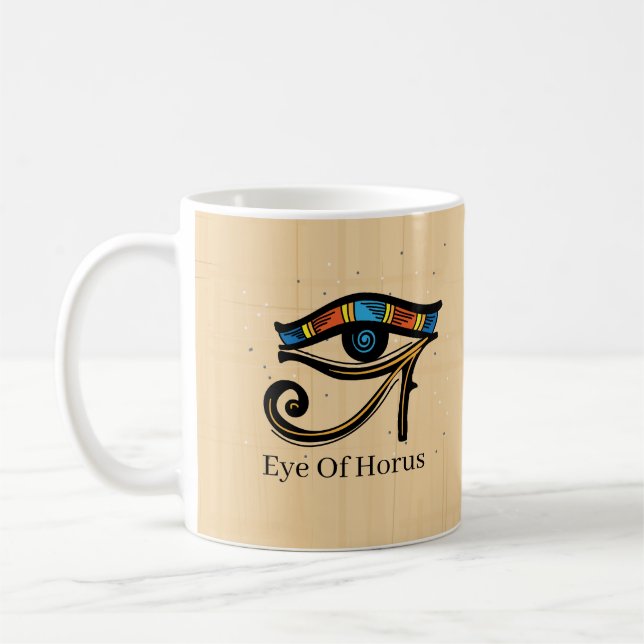 Öga i Horus på papyrus, egyptiska hieroglyfer Kaffemugg (Vänster)