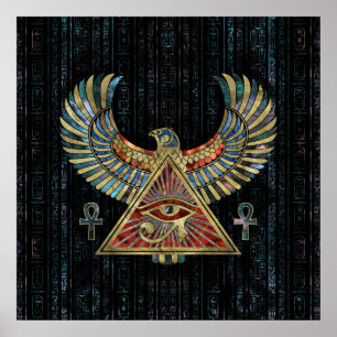 Öga i Horus - Wadjet Gemstone och Guld Poster
