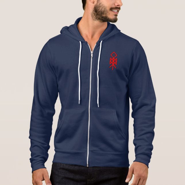 Öga i Odin Viking Bindrune Fullt-Zip Hoodie T Shirt (Framsida)