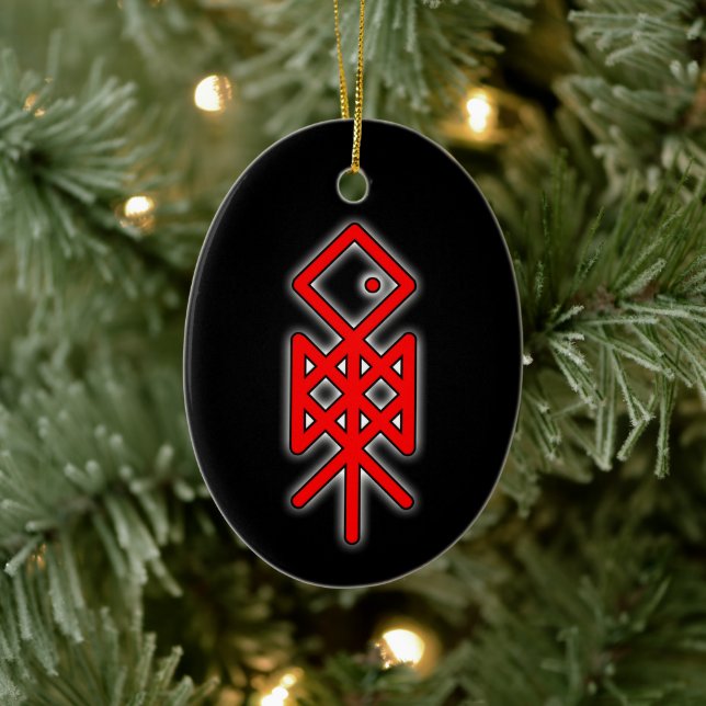 Öga i Odin Viking Bindrune Yule Ceramic Ornament (Träd)
