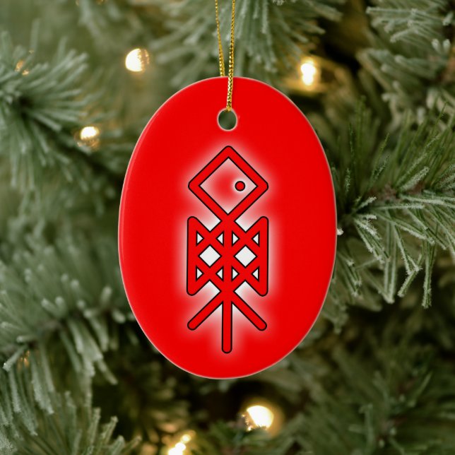 Öga i Odin Viking Bindrune Yule Ceramic Ornament (Träd)