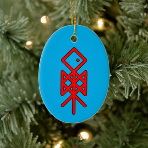 Öga i Odin Viking Bindrune Yule Julgransprydnad Keramik