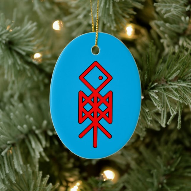 Öga i Odin Viking Bindrune Yule Julgransprydnad Keramik (Träd)