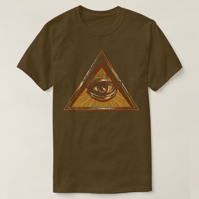 Öga i Providence Illuminati Pyramid Disted t T Shirt (Design framsida)