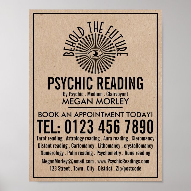 Öga i Providence, Psychic Reading Advertising Poster (Framsidan)