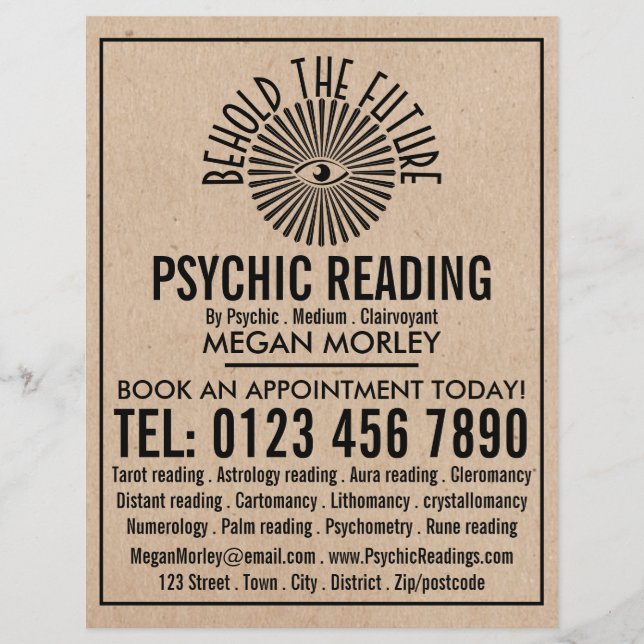 Öga i Providence, Psychic Reading Advertising Reklamblad (Framsidan)