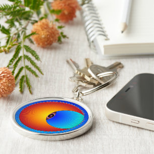 Öga i Sol Premium Keychain Rund Silverfärgad Nyckelring