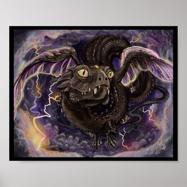 Öga i Storm Dragon Art Poster (Framsidan)