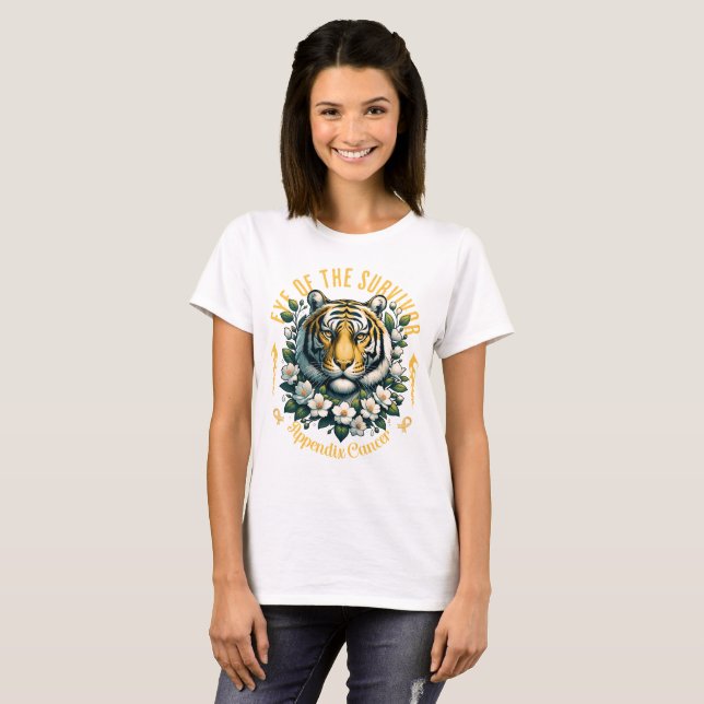 Öga i tiger Survivor Tillägg Cancer T Shirt (Hel framsida)
