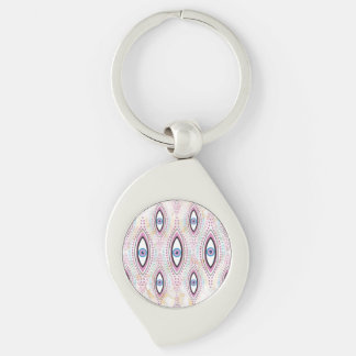 Öga Illustrerad ondskefull öga färglös Swirl Silverfärgad Nyckelring