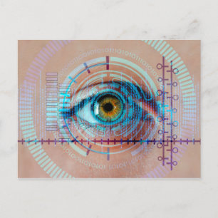 Öga Iris Biometric Sci-Fi Futuristiska Tech Vykort