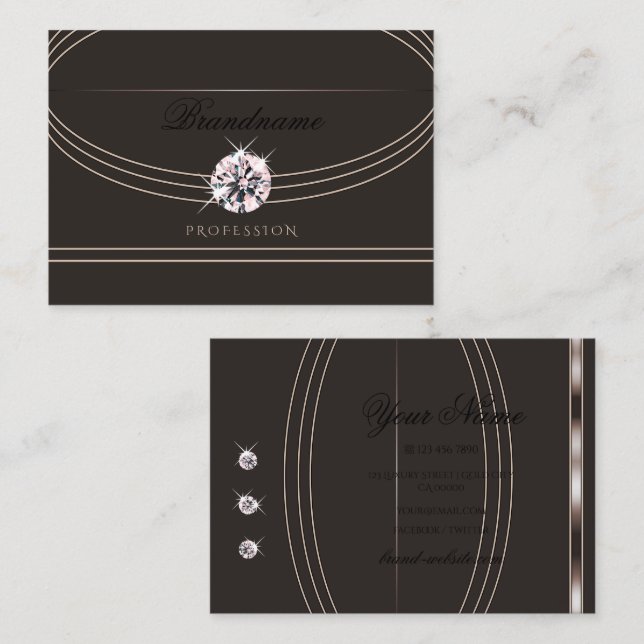 Öga-jacklare Mörk Färg diamanter i Ro Guld Visitkort (Fram/baksida)