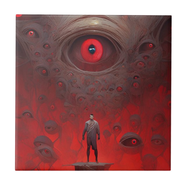 Öga Kreator Surreal Horror Art Kakelplatta (Framsidan)