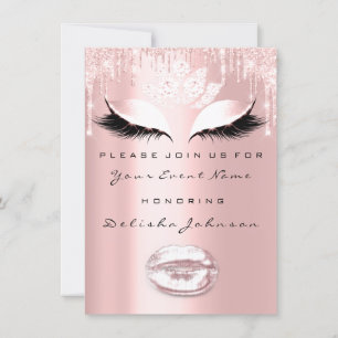 Öga Läppar Sweet 16th Drips Rosa SparkBridal Showe Inbjudningar
